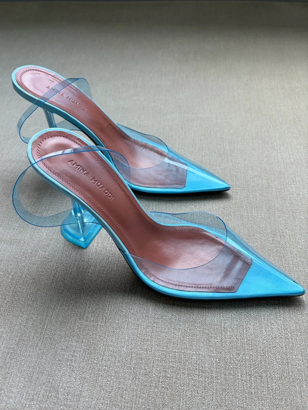Amina Muaddi transparent sky